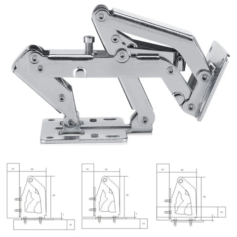 Beefy Heavy Duty Cabinet Hinges With Carbon Steel Build 150-170 Degree Adjustable Wide Opening Hydraulic Cupboard Hinges For Thick Doors 16-40mm With Screws, side view showing mechanism and dimensions
