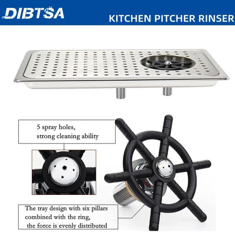 Glass Rinser For Espresso Cups And Milk Pitchers With Adjustable Spray Head Fast Rinse Drip Tray Drain Stainless Steel Sink Mount