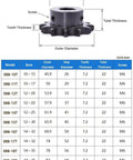 Heavy Duty Industrial Spiral Bevel Gear 18 Tooth 18T 08B Sprocket Wheel dimensions chart and measurements.