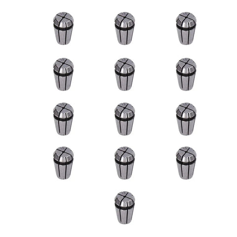 Big Time 13 Piece ER11 Spring Collet Set 1mm To 7mm For Milling Lathe Chuck Kit arranged in a grid format