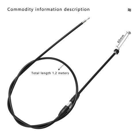 Seven Eighths Inch Thumb Throttle Cable For 22mm Handlebar, 46.5 Inch Long Wire With About 2.93 Inch Metal Section, coiled view