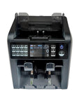 High Speed Automatic Cash Counter With Instant Denomination Detection For Banks And Local Shops, top view showcasing buttons and display.