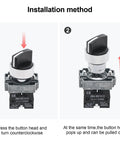 Installation method for Two Pack Beefy Metal Head Selector Switch 2 Position 1NO 10A 600V Industrial Toggle Switch diagram