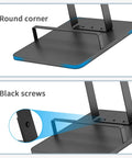 Close-up of Stable Metal Vacuum Stand Holder with round corners and black screws, part of No Drill Docking Station Mount.