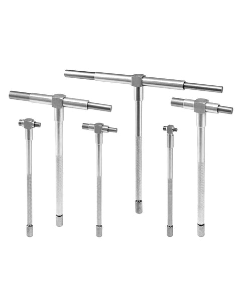 QWORK six-piece telescoping bore gauge set, 5/16–6 in, premium steel with knurled stems and T-bar heads
