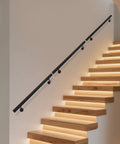 Badass Wall Mounted Stair Handrail Heavy Duty Stainless Steel Black Cylinder Design Killer Grip For Home And Office Interior Safety Rail FivePointOneCm Diameter Tube on modern staircase
