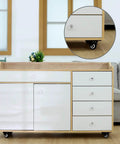 Cabinet with Heavy Duty Two Inch Swivel Casters Four Pack With Dual Locking Brakes Industrial Polyurethane Wheels visible