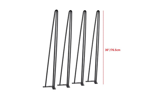 30 Inch Heavy Duty Hairpin Table Legs Set Of 4 With Black Powder Coat Finish For DIY Desks Tables Dining Countertops And Kitchen Surfaces Industrial Modern Hairpin Furniture Legs