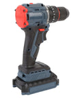 Heavy Duty Cordless Drill Kit With Slick Brushless Engine Delivering Up To 1500 RPM And 25 Precise Torque Gears view from side, showcasing compact design and battery.