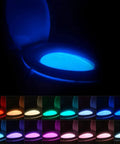 Toilet Bowl Night Light With Motion Sensor And 16 Color Changing LEDs, Auto Off After 2 Minutes If No Motion, glowing blue