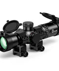 Crossbow Scope 1.5 To 5x32 Magnification With Red Green Illuminated Ballistic Reticle For Fast Dead On Aiming, side view