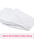White Cotton Gloves Set For Women And Men All Day Comfort Breathable 70 30 Cotton Polyester Blend One Size Fits Most Three Pairs