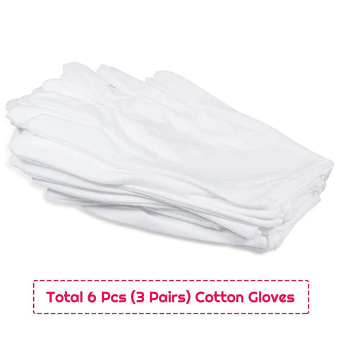 White Cotton Gloves Set For Women And Men All Day Comfort Breathable 70 30 Cotton Polyester Blend One Size Fits Most Three Pairs