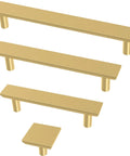 Brushed Gold Cabinet Pulls Set Of 10 With Five And One Sixteenth Inch Center To Center 128mm Casual Square Handles for cabinets.