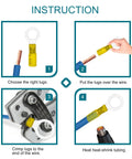 Instruction steps for 60 Pieces Heat Shrink Wire Connectors And Ring Terminals For 12 10 AWG Automotive And Marine Wiring M10.