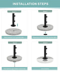 Installation steps for Fits 0.75 To 1.5 Inch Diameter Umbrella Poles Universal Clamp Mount Table Bracket Granite Umbrella Stand