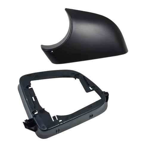 Super Clean Slick Swap Replacement Rearview Mirror Cover And Lower Trim Ring Frame Set For Tesla Model Y Driver Side Door Wing Mirror Housing Direct Bolt On 2020 To 2023, black plastic parts