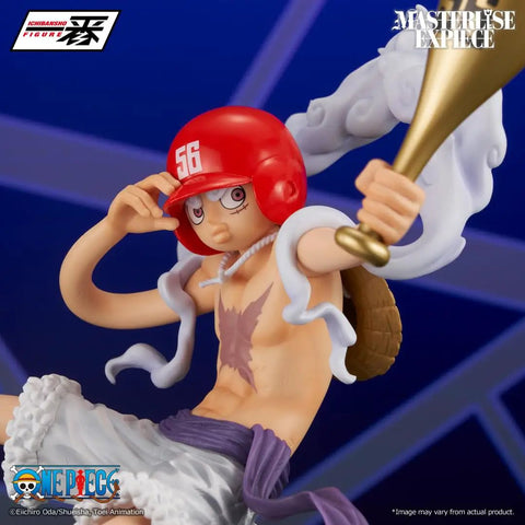 One Piece Monkey D Luffy Gear 5 Baseball Ver Masterlise Expiece Collectible Statue 7.9 Inch Figure holding bat close-up