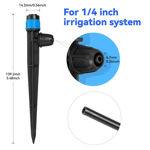 Adjustable Drip Irrigation Drippers 20 Pack Staked Fan Shape Water Flow Bubblers With Lock Barbed For Quarter Inch Tubing