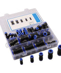 Awesome 50Pc Straight Push Connector Kit For 4-12mm Pneumatic Tubes Durable PU Fittings That Slip Right In For Fast Automation And Machine Tool Upgrades Without Any Screws Or Special Tools, 50-piece case
