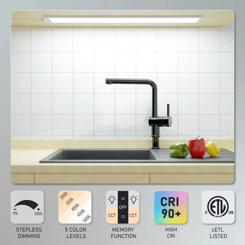 Under Cabinet LED Kitchen Light 24 Inch Plug In Linkable Fixture With 12W 960 Lumens above modern kitchen sink