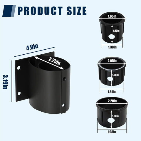 American Made Full Aluminum Non-Rust Deck Umbrella Mount dimensions, black, heavy-duty metal base stand, product size details