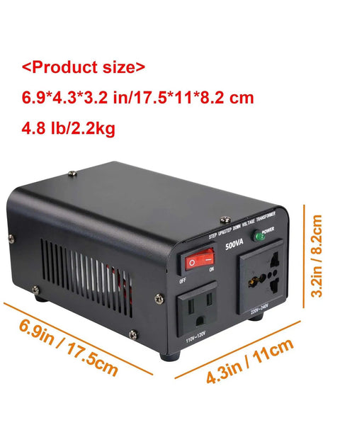 500W Voltage Transformer Power Converter 110V To 220V And 220V To 110V Step Up Down Travel Converter with US Power Cord