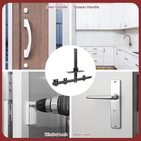 All Aluminum Cabinet Hardware Jig For Precise Drilling And Alignment shown aligning door and drawer handles, CNC aluminum