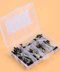 Blind Rivet Set 120 Pcs Aluminum Assortment Kit With Box For Pneumatic Electric Manual Riveting Guns M2 M3 M4 Sizes Durable Premium Aluminum Build For DIY Projects Repairs And Heavy Duty Fastening, open organizer box