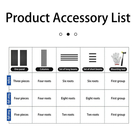 Product Accessory List for Killer 5 Tier Steel Storage Shelving Unit With Adjustable Metal Racks detailing parts and quantities.