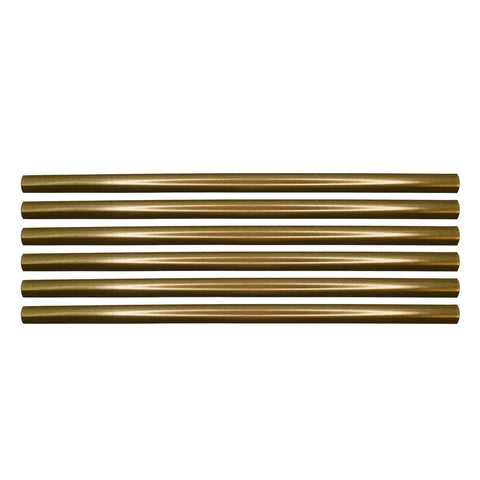 Gold Quarter Round Tile Trim Half Inch By 12 Inch Edge Cap For Kitchen Backsplash And Bathroom Shower Dope Gold Finish Decorative Jolly Tile Liner Cap Tile Edge Finish Versatile 12 Pack, showing six gold trim pieces