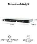 Rugged Four Bay External Storage Enclosure Featuring Swappable Hot Trays And Effortless Usb Type C Hookups For Dependable Direct Attached Raid Deployments dimensions showing 1.73 x 17.28 x 11.46 inches