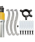 Heavy Duty Hydraulic Bearing Puller Kit Handles Hubs Gears Pulleys From Shafts Using 2 Or 3 Jaw Options For Max Grip While Doing Vertical And Horizontal Jobs Comes With Storage Case Making Job Easier For You Pro Mechanic Working Today Right Now. Hydraulic puller kit with steel jaws and handle, laid out for hub and gear removal.