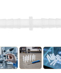 Super Easy Double Ended Barbed Repair Connector Kit For Garden Hose Fixes That Drip Leaks On The Spot With No Tools Needed Plus Quick Install And Heavy Duty Plastic Build Makes It Perfect For Every Home DIY Plumber Job, clear plastic hose coupler
