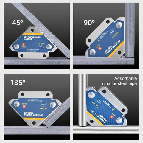 Heavy Duty 28lb Welding Magnets Set With Four Magnetic Clamps 3 Inch Reach 45 90 135 Degree Angles Arrow Holder for Soldering