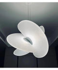Silk Pendant Light for Living Room Restaurant Shop with elegant off-white silk finish and unique floral design, D60cm.