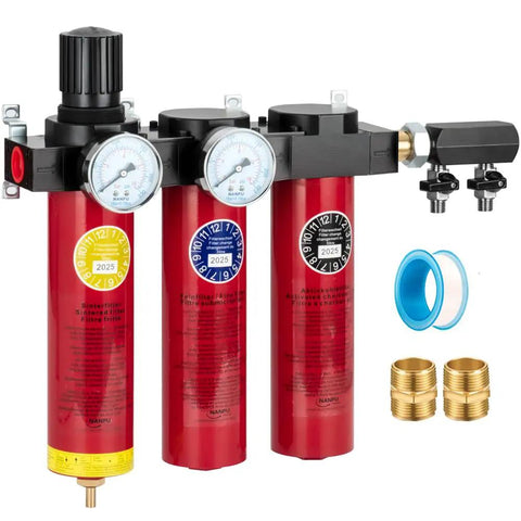 Z Series Heavy Duty Three Stage Air Filtration System With Sintered, Fine, And Charcoal Filters For Clean Pro Grade Compressed Air