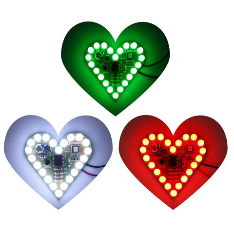 Totally Heart Shaped DIY LED Light Kit Set With Flashing LEDs Soldering Practice Project In Red Green White Three Color PCB Kit