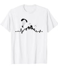Heartbeat Paraglider Paramotor T Shirt For Powered Paragliding Fans With Lit Aviation Inspired Heartbeat Design Black Tee