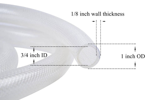 Three Quarter Inch ID By One Inch OD High Pressure Braided Clear PVC Tubing Ten Foot Heavy Duty Flexible Vinyl Hose detail view