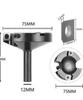 Trade Grade Two Flute Carbide Wood Planer Router Bit Providing A Sharp 75 Millimeter Cut And Rock Solid 12 Millimeter Shank for woodworking.