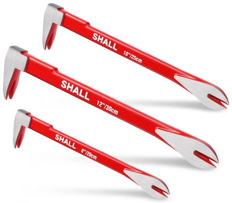 Beefy Three Piece Nail Puller Tool Set With 8 Inch 10 Inch And 12 Inch Crowbars Cats Paw Pry Bar Claw Tools For Demolition And Woodworking