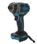 RiToEasysports Cordless Impact Wrench With 405 Ft Lbs Brushless High Torque 18V Electric Tool Offering 3500 Ipm, side view of wrench.