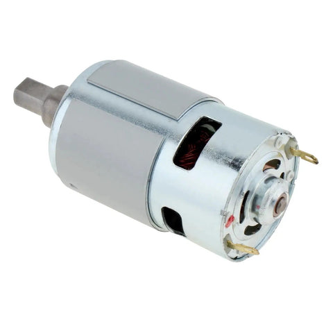 High Speed 18 To 21 Volt DC Motor With 15000 RPM Blower Power For Industrial Soot Cleaning And Collector Dust Removal Heavy Duty Permanent Magnet Drive close-up view showing metallic finish and output shaft
