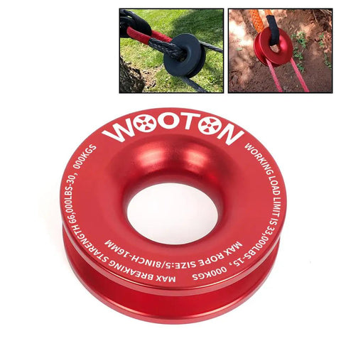 Beefy Winch Snatch Recovery Ring 66000 Lb Aluminum Pulley For Soft Shackle Compatibility Fits Quarter Inch Three Eighths Inch Three Sixteenths Inch Soft Shackles One Half Inch Seven Sixteenths Inch Ropes Off Road Vehicle Recovery red aluminum ring