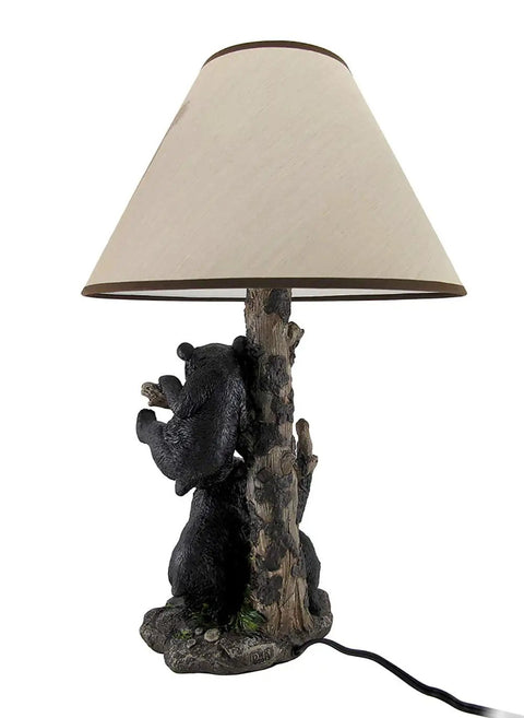 Rustic Black Bear Family Table Lamp With Charming Bear Face Shade For Cabin Vibes 20 Inch Tall Resin Construction Lodge Style Home Lighting For Dens And Living Rooms