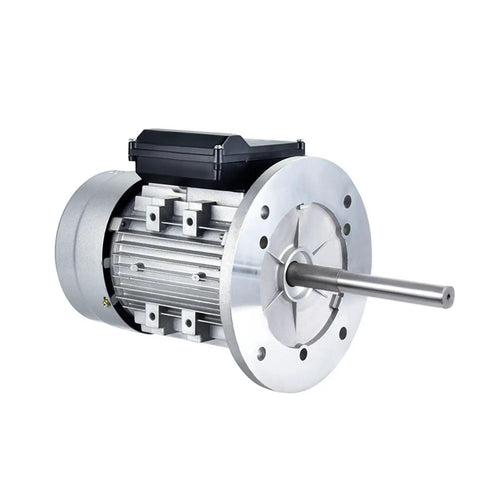 Pro Grade Single Phase Asynchronous Motor For Long Axis Circulation Fans 750 Watt 220 Volt YY7112 Model front view showing silver housing and motor shaft.