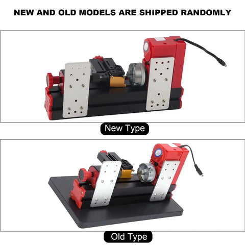 High Speed Mini Motorized Lathe Machine 20000Rpm 24W Compact Power Tool for Metal Wood Plastic shown in new and old model types.
