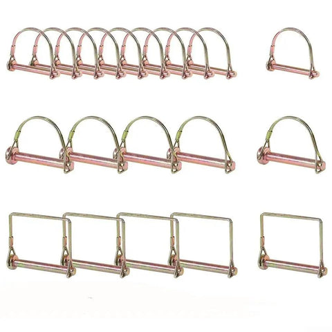 20 Piece D Shape And Square Cotter Pin Set For Metalworking With Rust Resistant Color Plated Finish, Quick Release Safety Latch Kit For DIY Projects, Pro Grade Gear For Machinery, Automotive And General Maintenance, assorted D and square cotter pins