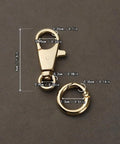 Top Tier Heavy Duty Double Opening Snap Hooks With Smooth Swivel Lobster Clasp Keychain Clip Gold Hardware and dimensions.